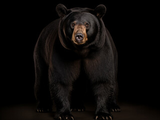 a black bear standing on a black background