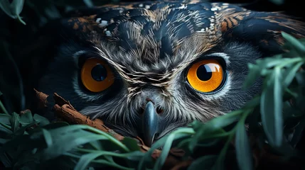 Foto op Aluminium an owl with yellow eyes © Nicolae
