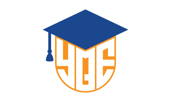 YQE initial letter academic logo design vector template. school college logo, university logo, graduation cap logo, institute logo, educational logo, library logo, teaching logo, book shop, varsity