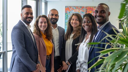 Diverse office team in a collaborative environment sharing a joyful moment together