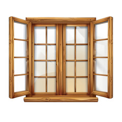 Wood window frame realistic style isolated on transparent background png