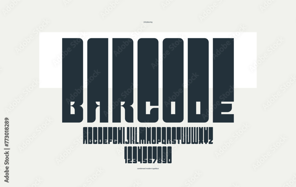Fototapete bold and strong vector geometric font for logos and emblems, display typeface for posters and headli