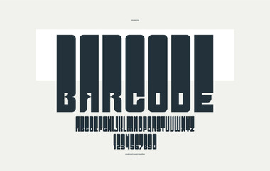 Bold and strong vector geometric font for logos and emblems, display typeface for posters and headlines, heavy and thick letters alphabet in modern style.