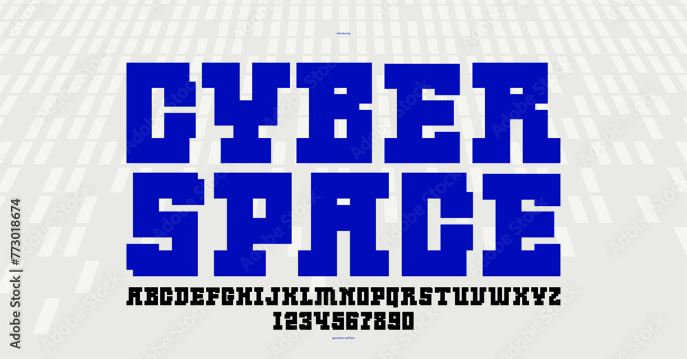 Poster modern minimal tech font for logos and posters, vector alphabet letters and numbers typography in fu