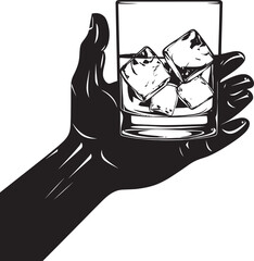 Cheers Crown Whiskey Glass Icon Vector Whiskey Embrace Holding Glass Emblematic Graphics