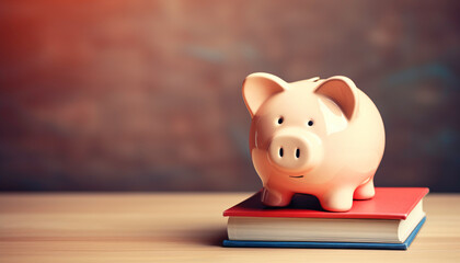 a piggy bank on top of a book