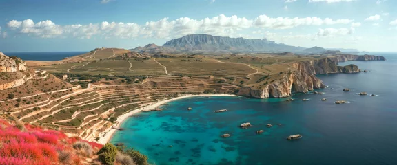 Zelfklevend Fotobehang Panoramic landscape  Sicilia Islands © AlenKadr