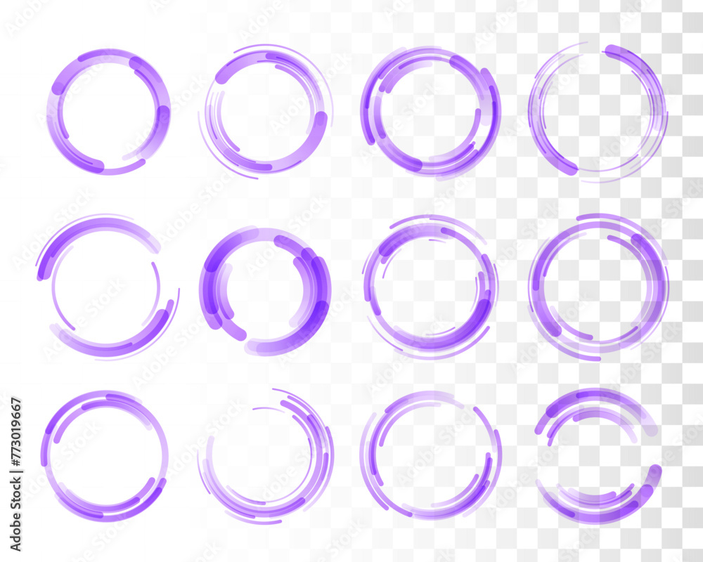 Poster set of colorful circle isolated on transparent background. circular colored lines. corporate, media,