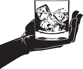 ToastedTryst Whiskey Vector Emblem Symbol BourbonBreeze Hand with Whiskey Iconic Emblem