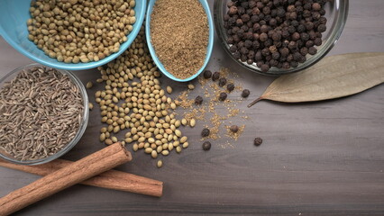 Coriander seeds and coriander Powdered, Indian Spices and herbs.