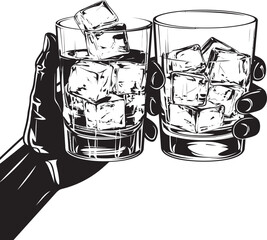 Bourbon Brilliance Whiskey Icon Design Whiskey Wisdom Glass in Hand Emblem