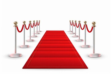 Glamorous red carpet on white background, VIP event entrance luxury decoration isolated illustration