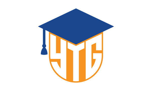 YTG initial letter academic logo design vector template. school college logo, university logo, graduation cap logo, institute logo, educational logo, library logo, teaching logo, book shop, varsity