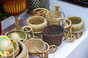 Close-up of traditional Chinese rattan basket