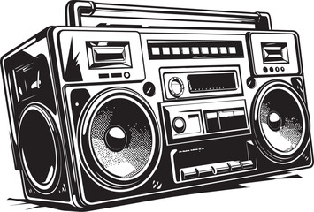 Bass Bump Vector Icon Design Retro Rhythm Style Boombox Symbol