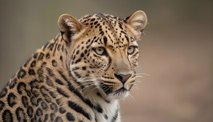 A Leopard With Its Ears Perked Forward Listening