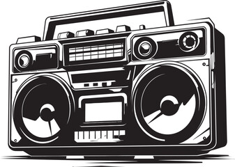 Hip Hop Harmony Style Emblem Graphics Beat Blast Boombox Vector Icon