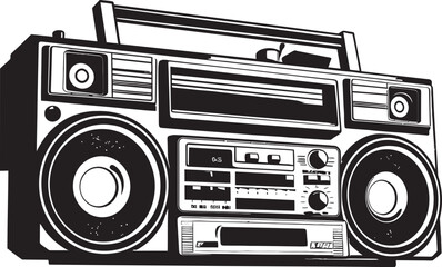 Groove Grid Hip Hop Iconic Logo Funk Fusion Boombox Emblem Design