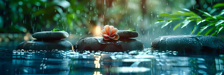 Zen Water Garden: A Tranquil Scene with a Pond and Lush Foliage, Inviting Peace and Reflection into Any Space