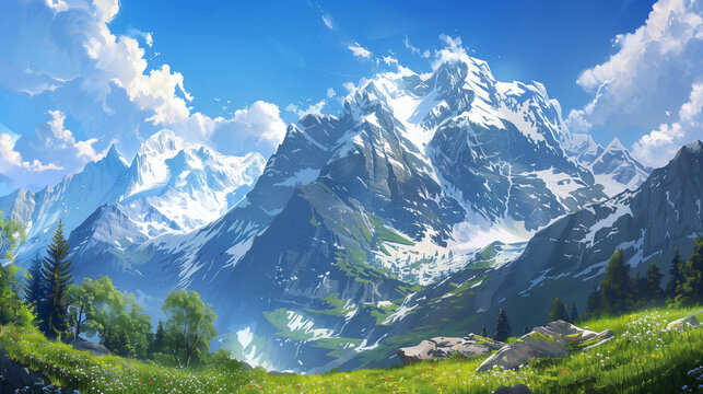 Alpine Tranquility: Majestic Mountain Landscape