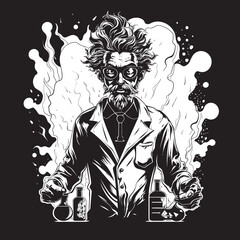 Genius Lab Mad Scientist Vector Icon Eureka Express Iconic Emblem Graphics