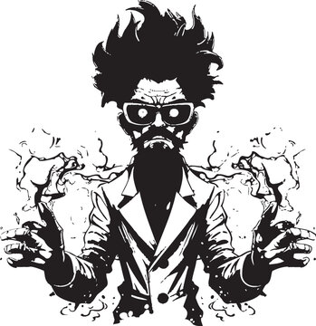 Synaptic Sorcerer Mad Scientist Icon Design Nano Nemesis Emblematic Mad Scientist Logo