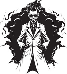 Techno Titan Futuristic Mad Scientist Emblem Biohazard Brigadier Iconic Logo for Mad Scientist