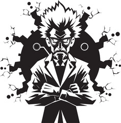 Potion Perfection Scientist Emblem Design Innovation Insanity Mad Scientist Vector