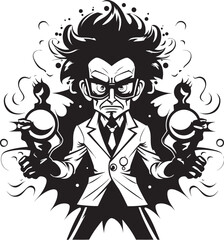 Brainiac Breakthrough Scientist Logo Icon Theory Thriller Mad Scientist Emblem Graphics