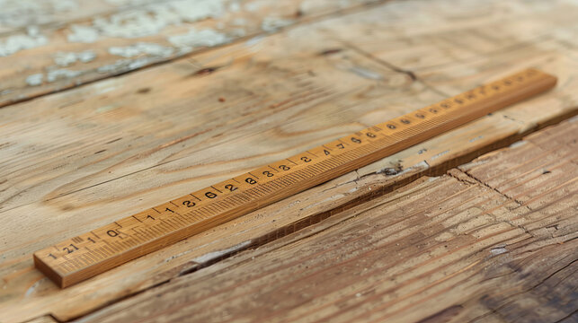 An authentic depiction of a wooden measuring ruler for school, specifically measuring 20 centimeters in length.