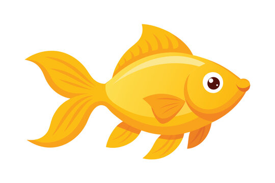 Cartoon golden fish isolated on white background