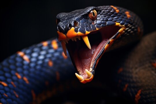 a close up of a snake with its mouth open