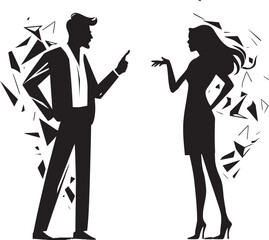 Hostile Harmony Emblem for Man and Woman in Anger Discordant Duet Dynamic Logo for Couple Conflict