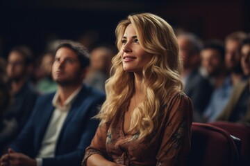 Confident Middle-Aged Speaker Engaging with Crowd