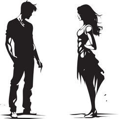 Ire Interlude Iconic Emblem Symbolizing Couple Discord Tumultuous Tango Vector Graphic of Angry Couple Interaction