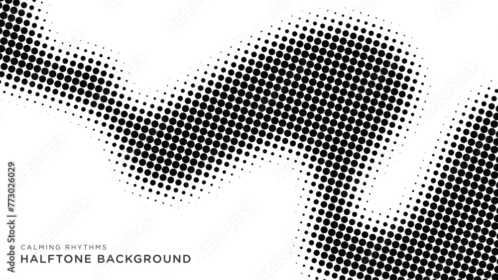 Poster halftone background calming rhythms dynamic wave vector design in black color fit for social media p