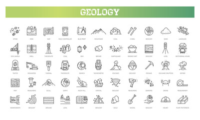 Set of geology icons. Vector outline collection - 773026224