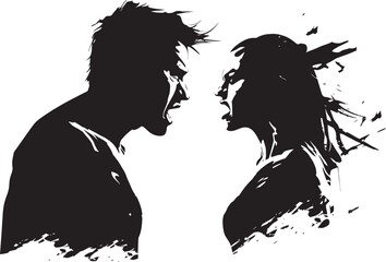 Raging Echoes Vector Logo Symbolizing Couples Intense Rage Fierce Frenzy Emblematic Design Illustrating Couples Fierce Fury - obrazy, fototapety, plakaty