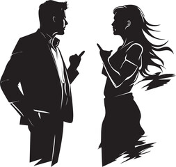 Temperament Tango Iconic Emblem for Angry Pair Interaction Rancor Rhapsody Dynamic Logo Illustrating Couple Conflict