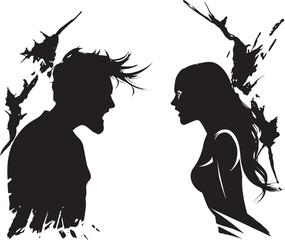 Wrathful Whirlpool Vector Design for Man and Womans Wrath Fury Fission Emblematic Illustration of Couples Fury - obrazy, fototapety, plakaty