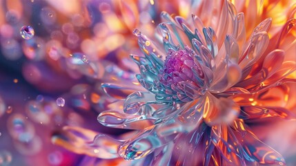 A close-up of a flower with water droplets on its petals - obrazy, fototapety, plakaty