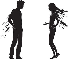 Discord Dynamics Vector Graphic Depicting Couples Discordant Dynamics Clash Catalyst Emblematic Illustration of Couples Clash