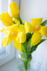 bouquet of yellow tulips