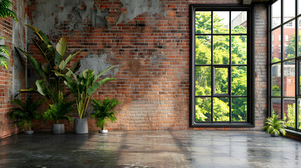 brick wall and window , generative ai