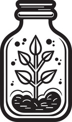 Botanic Bulwark Dynamic Vector Symbolizing Encased Plant Life in Glass Jarred Eden Emblematic Logo Illustrating Botanical Paradise Encased in a Jar