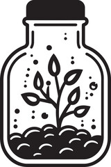 Glass Gardenia Iconic Emblematic Illustration of Lush Flora Captured in Jar Jar Oasis Dynamic Logo Design Depicting Thriving Plant Life in a Glass Container
