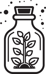 Jarred Eden Emblematic Logo Illustrating Botanical Paradise Encased in a Jar Plantarium Dynamic Vector Depicting Plant Habitat in a Glass Enclosure