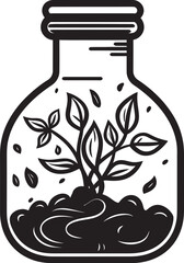 Botanic Biosphere Iconic Vector Illustration of Enclosed Flora Glass Garden Glory Emblematic Logo Design Showcasing Plant Beauty in a Jar