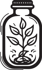 Greenery Globe Iconic Emblem Depicting Botanical Captivity Jar Sanctuary Emblematic Vector of Plant Preservation