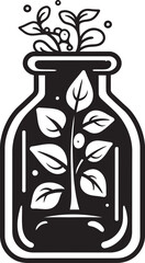 Jar Oasis Dynamic Illustration of Thriving Plant within Jar Botanical Haven Iconic Symbol of Plant Sanctuary in Jar